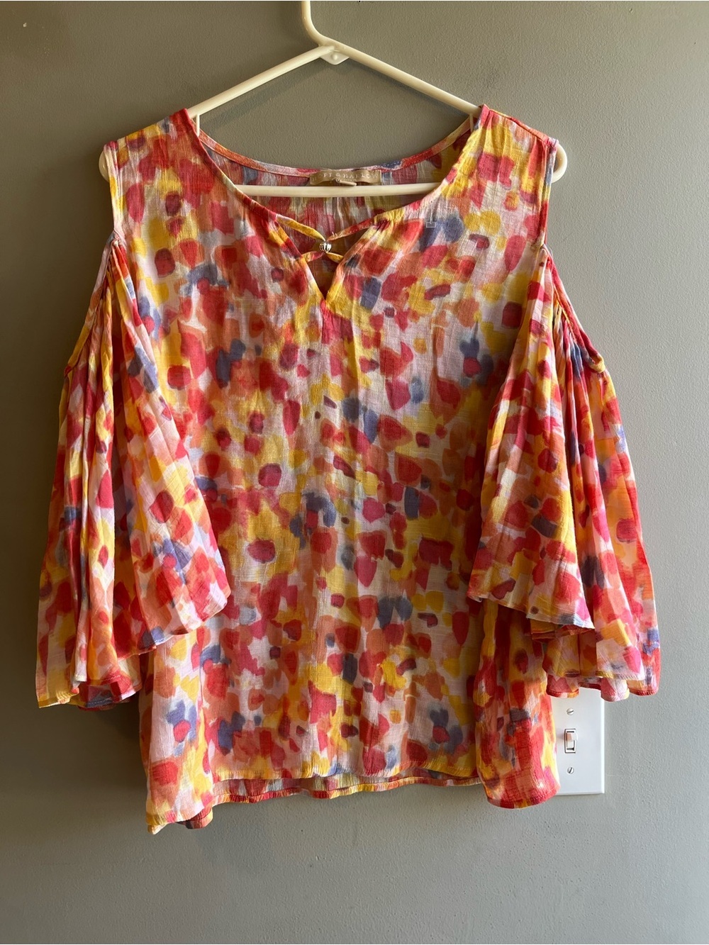 Hope & Harlow Women’s Cold-Shoulder Floral Print Blouse in Multicolor XL